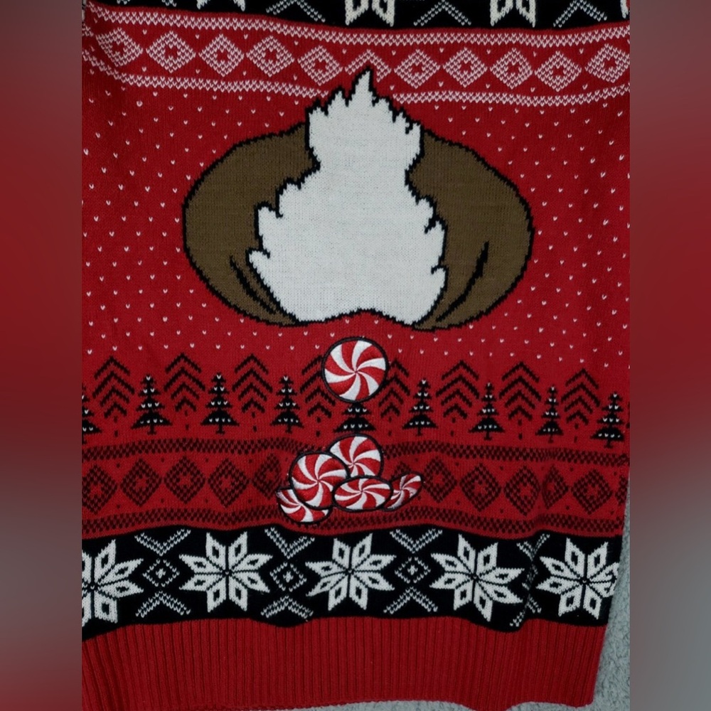 Ugly Christmas Sweater Rudolph Reindeer Small Double Sided Poopin Peppermints View 4